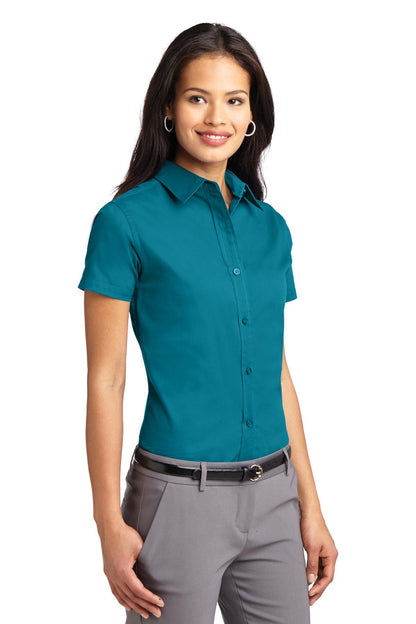 Teal Green Port Authority Women's Short Sleeve Easy Care Shirt. L508