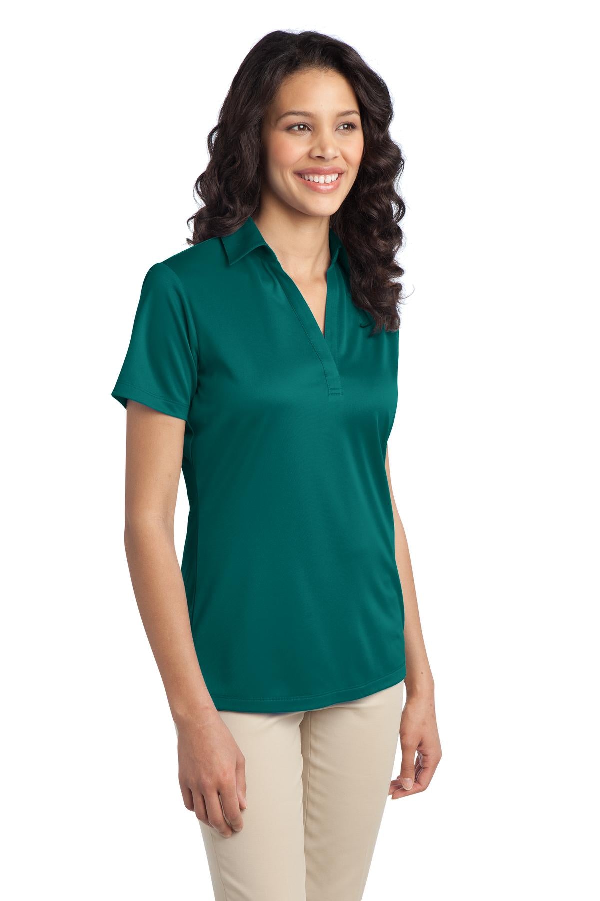 Teal Green Port Authority Women's Silk Touch Performance Polo. L540