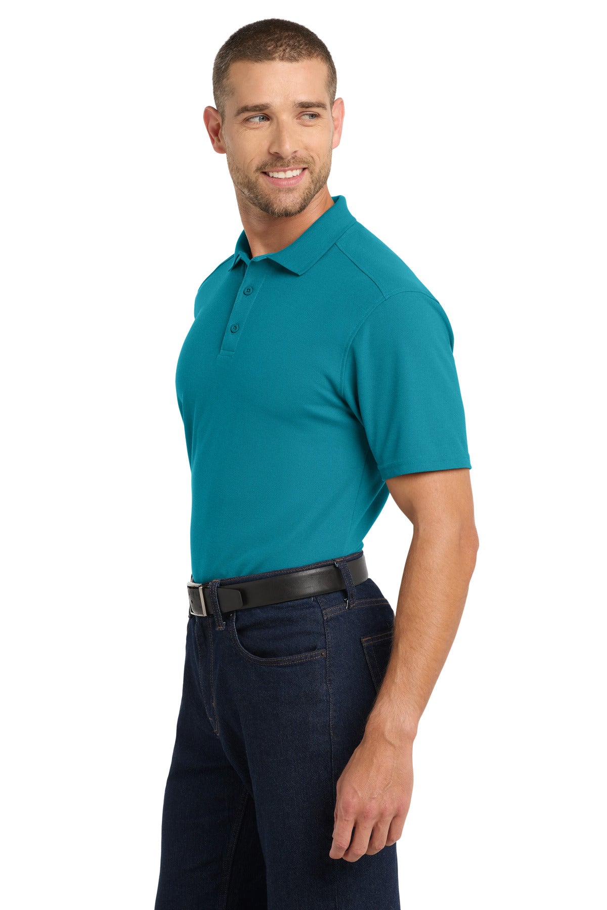 Teal Port Authority EZPerformance Pique Polo. K600