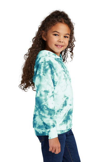 Teal Port & Company Youth Crystal Tie-Dye Pullover Hoodie PC144Y