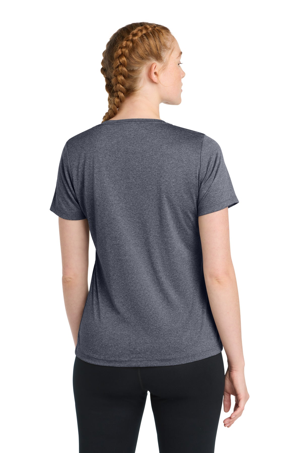 Tr Navy Hthr Sport-Tek Women's Heather Contender Scoop Neck Tee. LST360