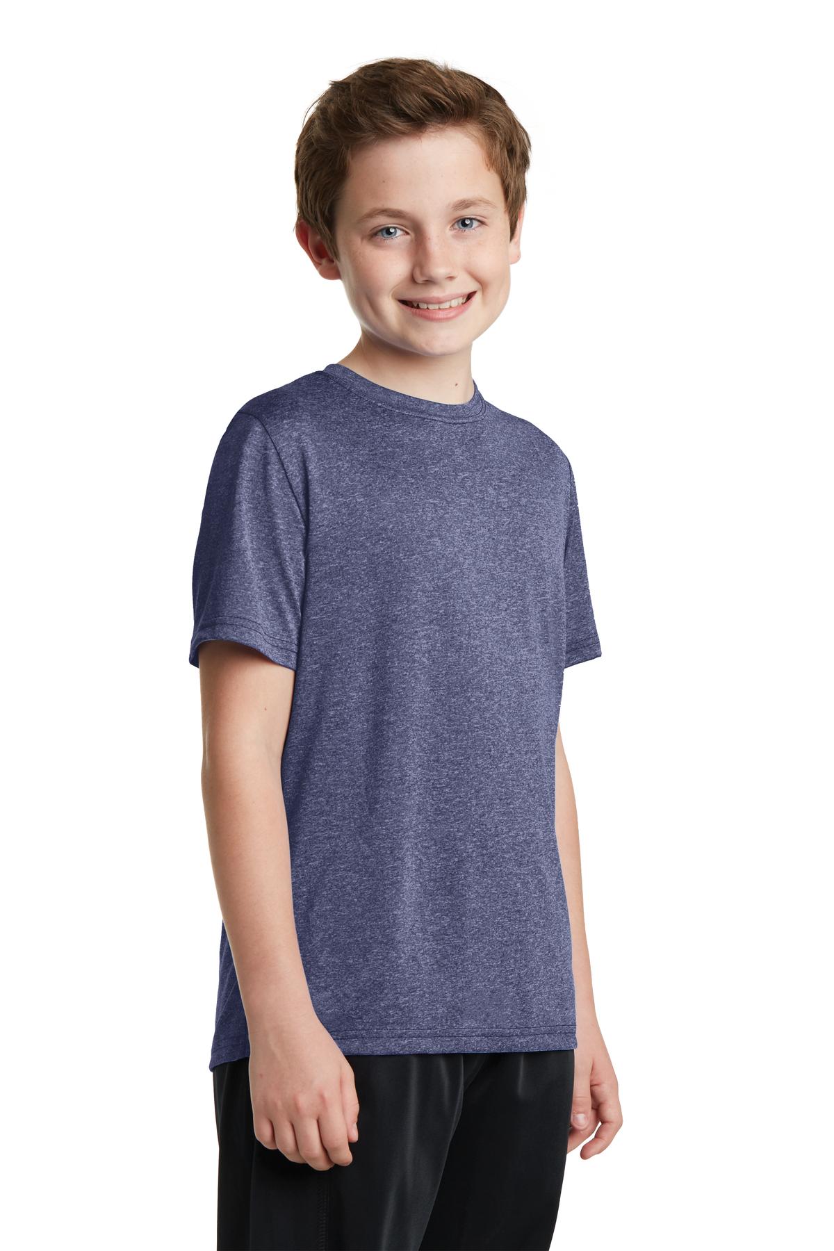 Tr Navy Hthr Sport-Tek Youth Heather Contender Tee. YST360