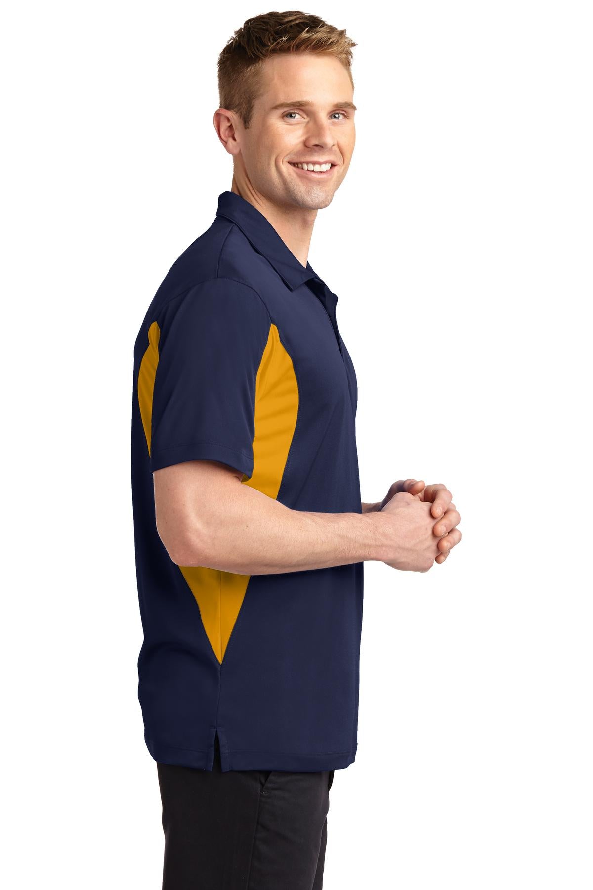 Tr Navy/Gold Sport-Tek Tall Side Blocked Micropique Sport-Wick Polo. TST655