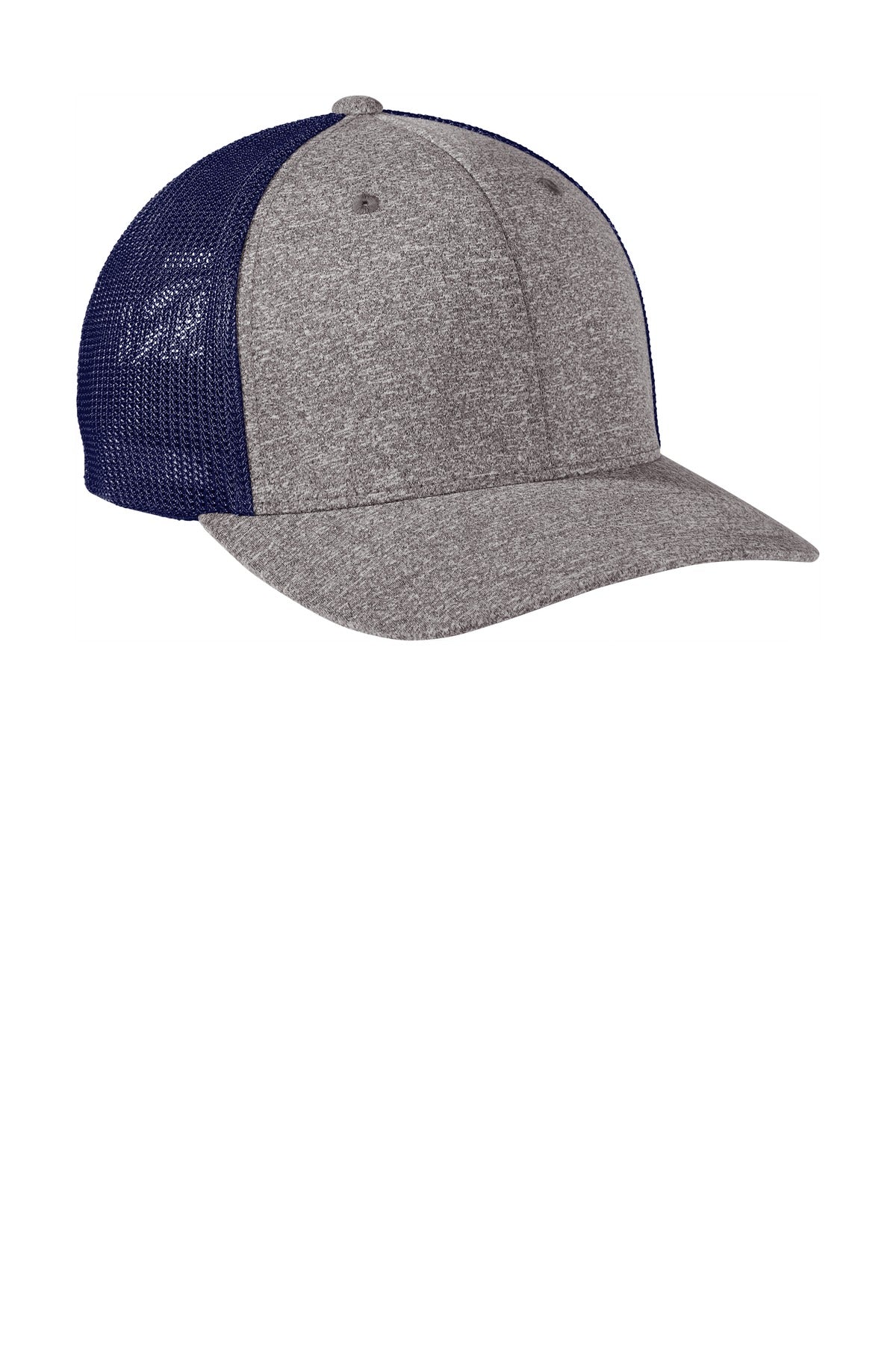 Tr Navy/Gry He Port Authority Flexfit Melange Mesh Back Trucker Cap C302