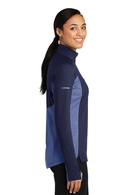 Tr Navy/Tr NyH Sport-Tek Women's Sport-Wick Stretch Contrast 1/4-Zip Pullover. LST854