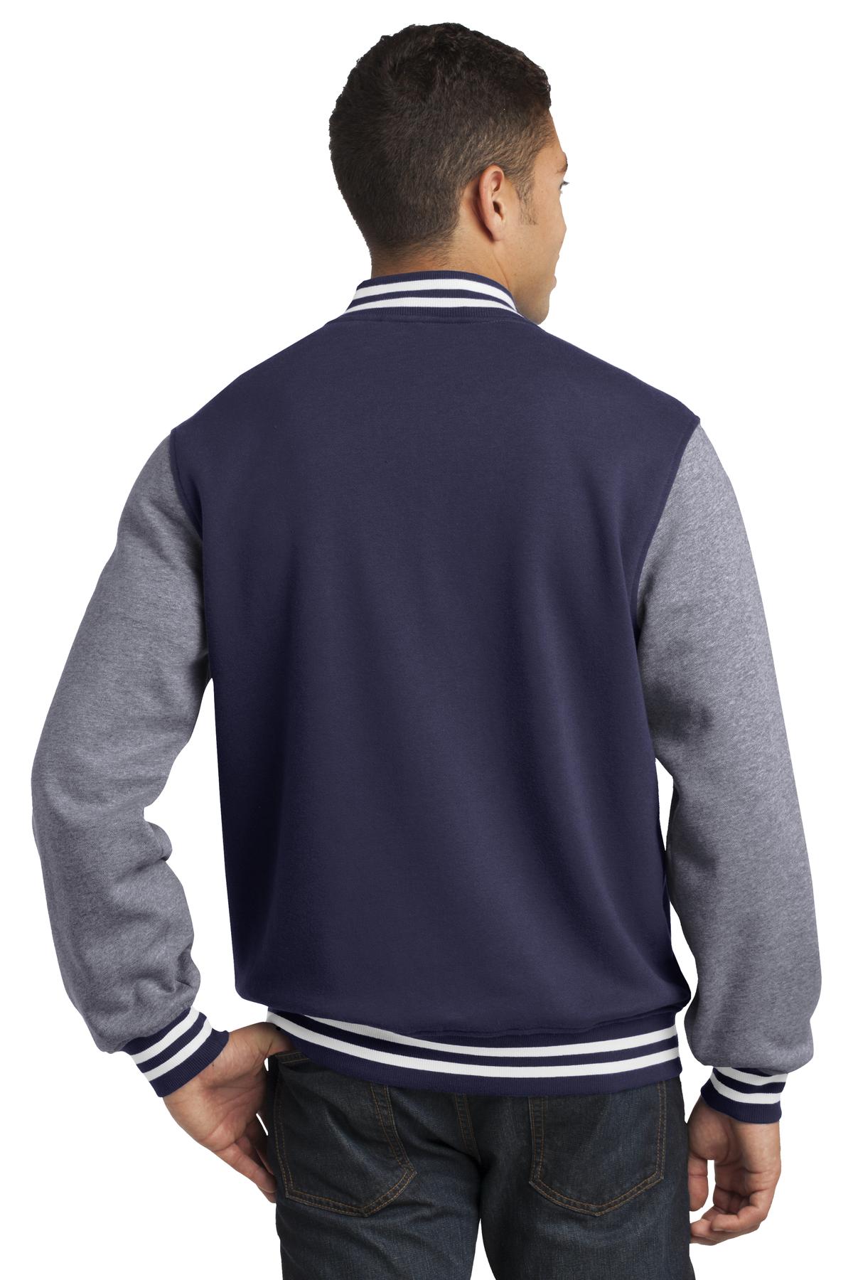 Tr Navy/Vnt He Sport-Tek Fleece Letterman Jacket. ST270