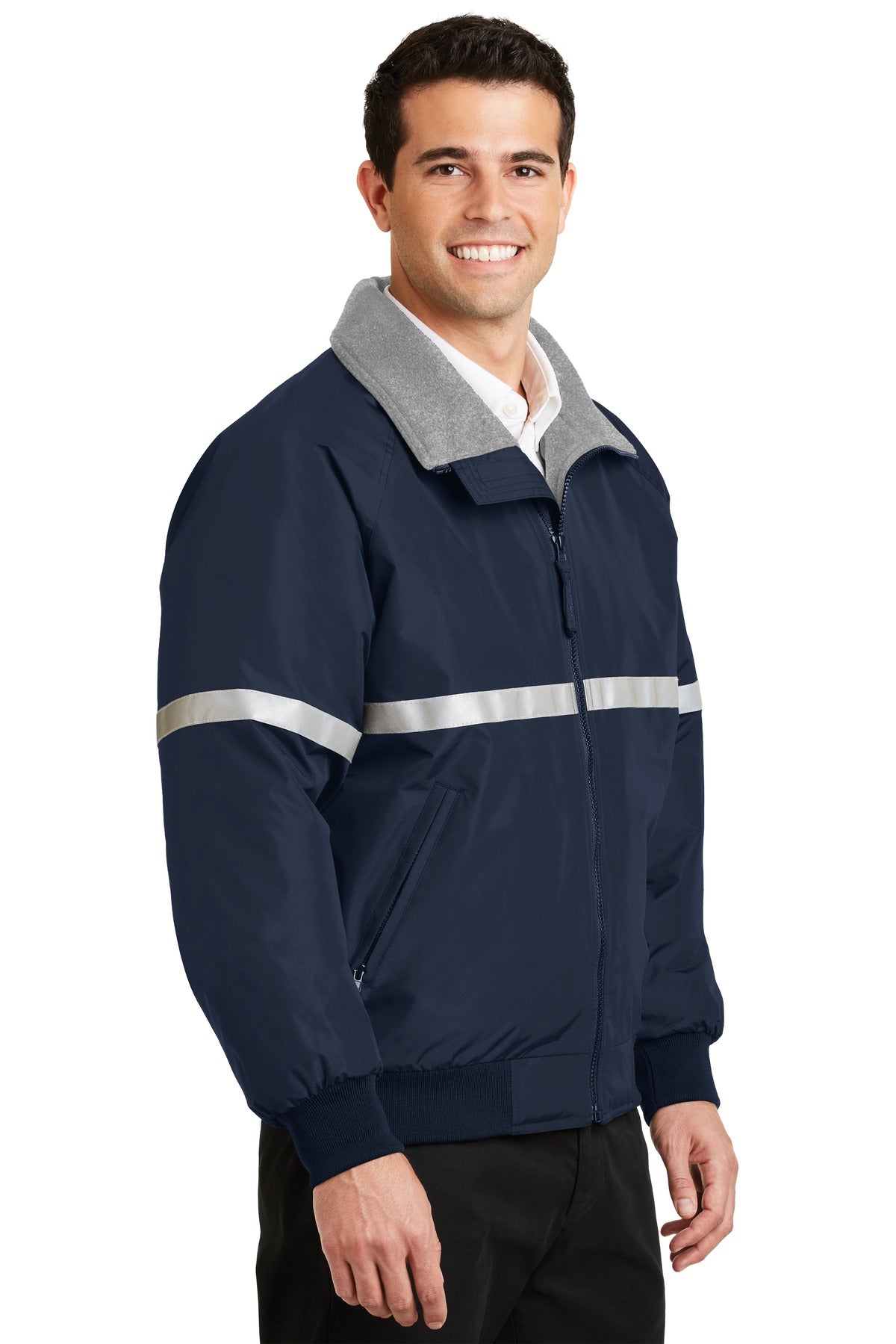 Tr Ny/Gry/Refl Port Authority Challenger Jacket with Reflective Taping J754R