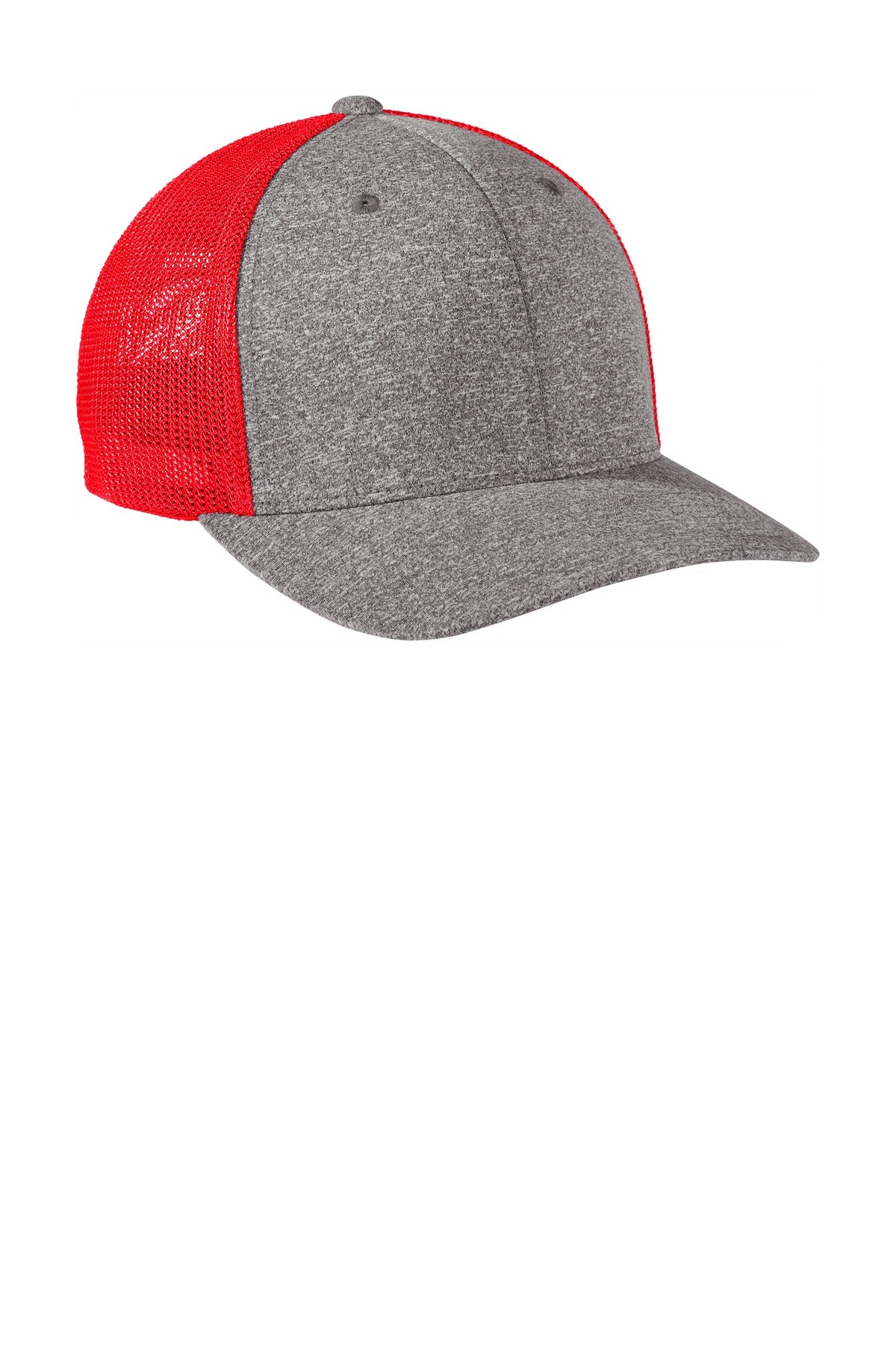 Tr Red/Grey He Port Authority Flexfit Melange Mesh Back Trucker Cap C302