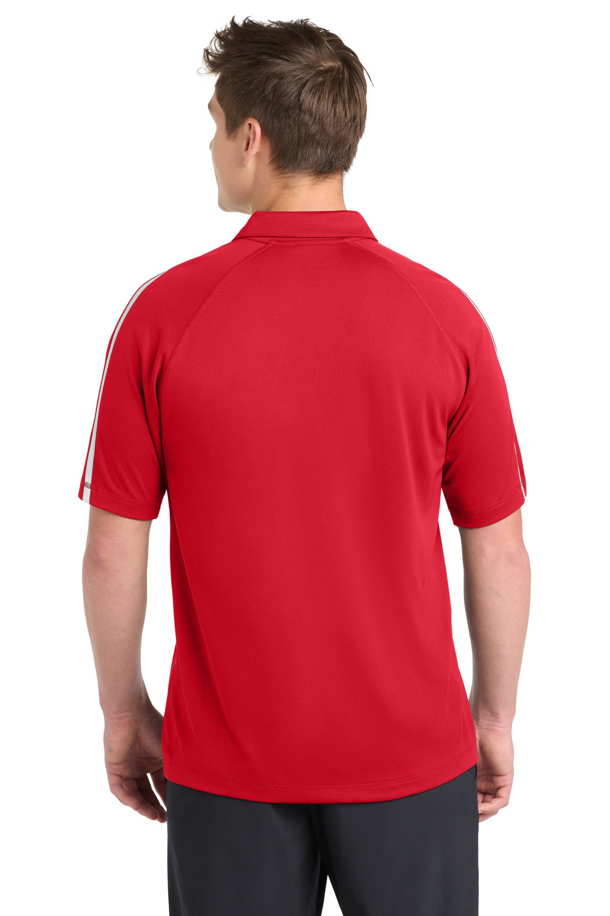 Tr Red/White Sport-Tek PosiCharge Micro-Mesh Colorblock Polo. ST685