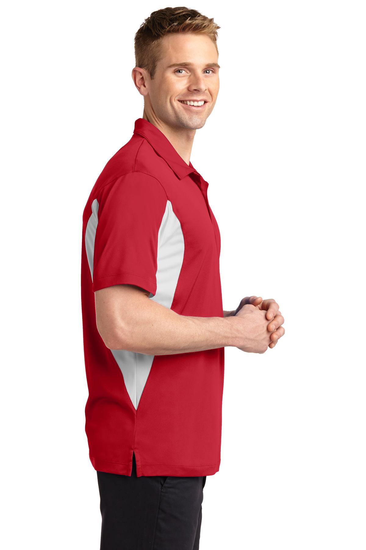 Tr Red/White Sport-Tek Tall Side Blocked Micropique Sport-Wick Polo. TST655