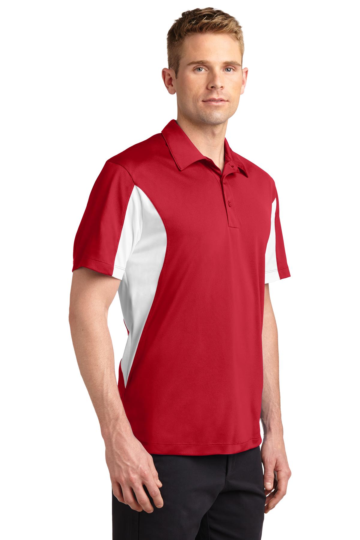 Tr Red/White Sport-Tek Tall Side Blocked Micropique Sport-Wick Polo. TST655