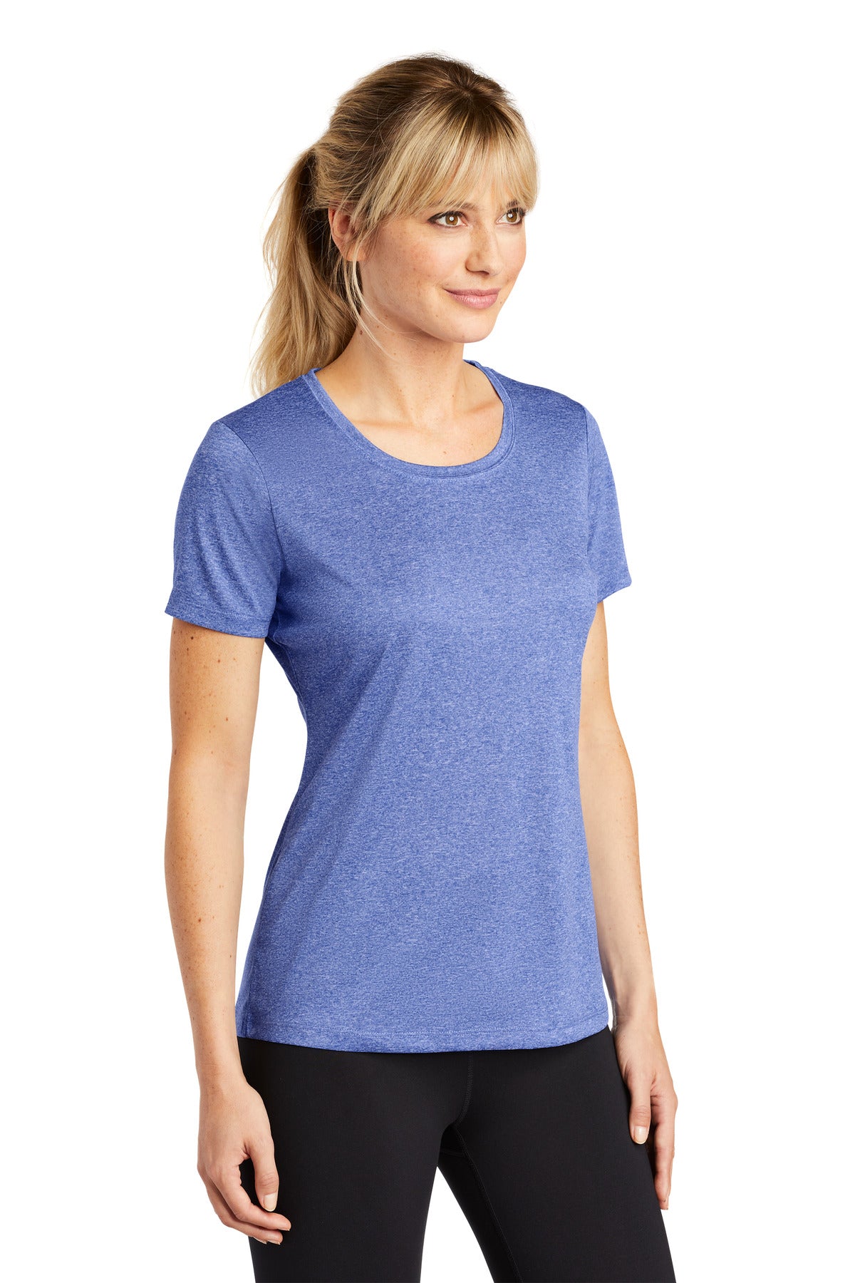Tr Royal Hthr Sport-Tek Women's Heather Contender Scoop Neck Tee. LST360