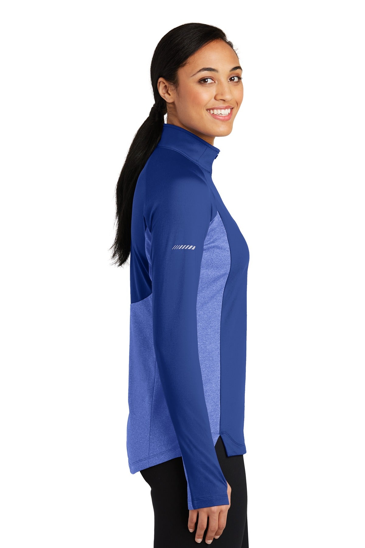 Tr Royal/TrRyH Sport-Tek Women's Sport-Wick Stretch Contrast 1/4-Zip Pullover. LST854
