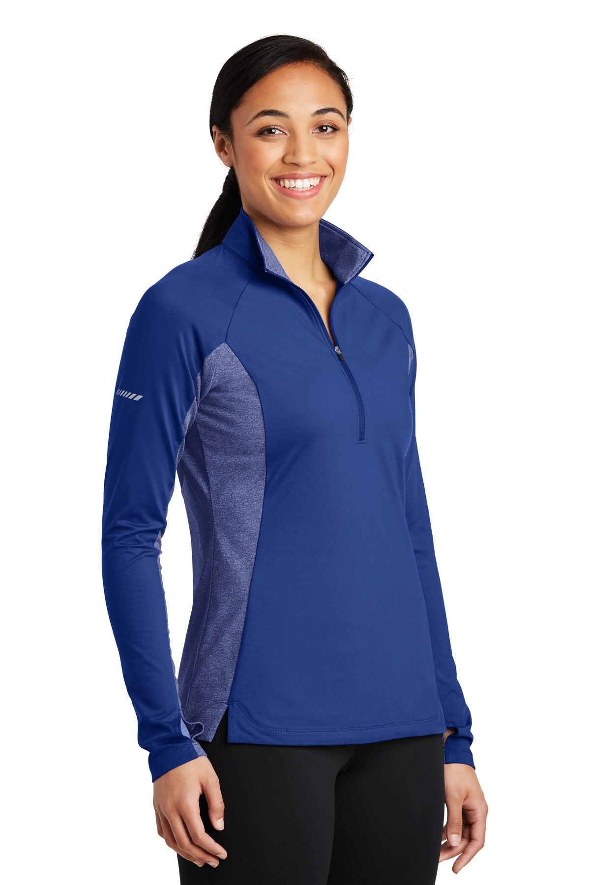 Tr Royal/TrRyH Sport-Tek Women's Sport-Wick Stretch Contrast 1/4-Zip Pullover. LST854