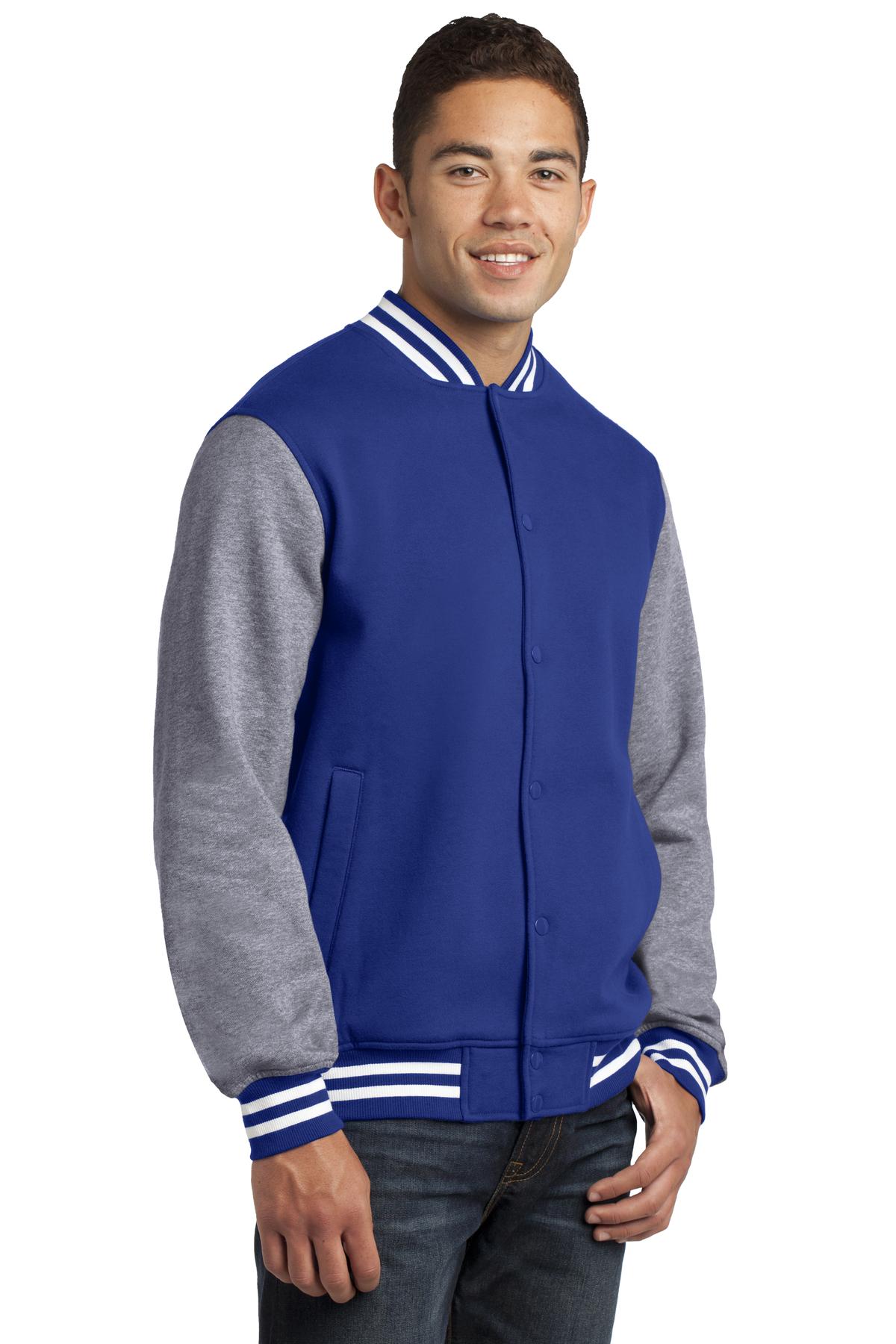 Tr Royal/VntHe Sport-Tek Fleece Letterman Jacket. ST270