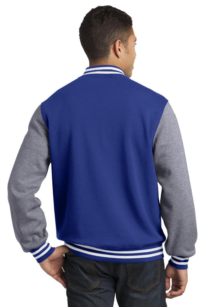 Tr Royal/VntHe Sport-Tek Fleece Letterman Jacket. ST270
