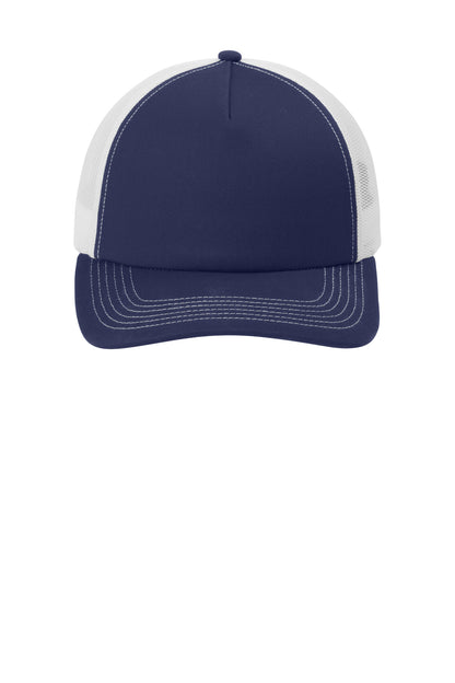 TrNv/White Port Authority Low-Profile Snapback 5-Panel Trucker Cap C115LP