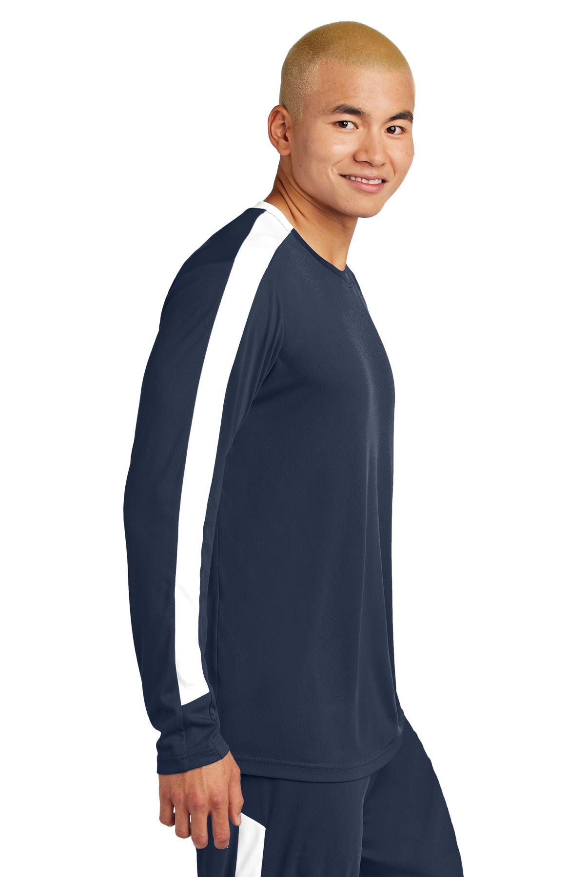 TrNv/White Sport-Tek Competitor United Long Sleeve Crew ST100LS