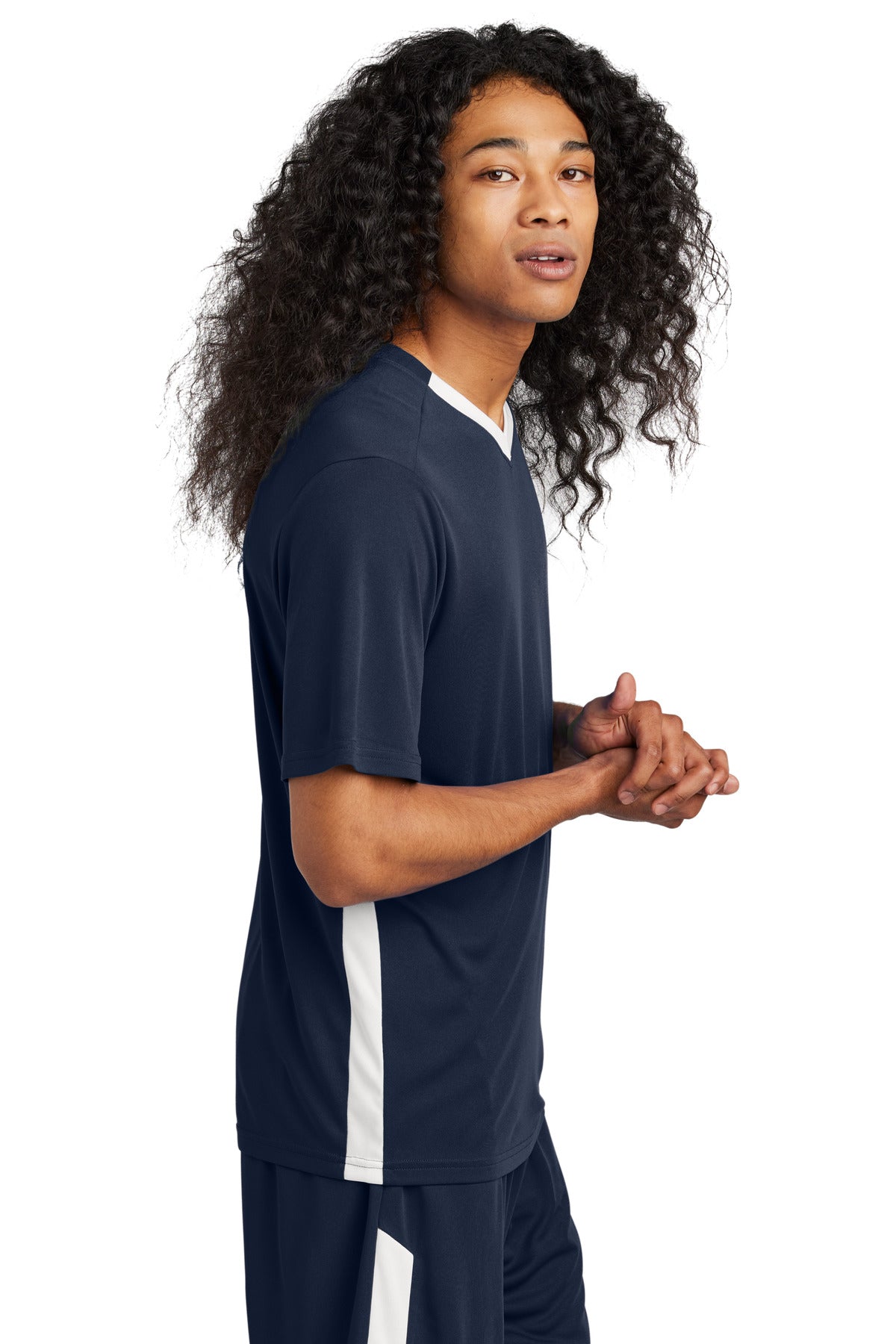 TrNv/White Sport-Tek Competitor United V-Neck ST101