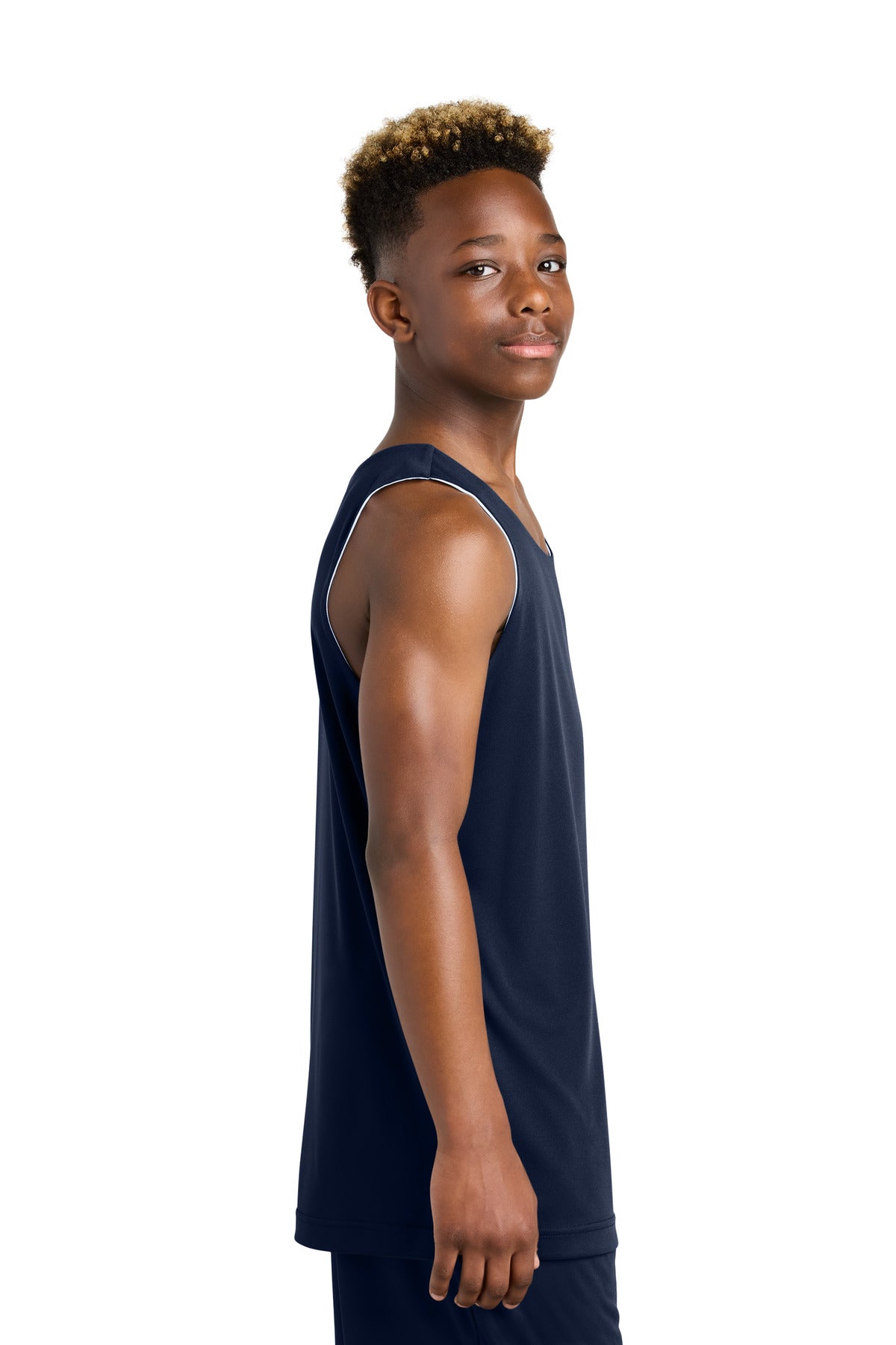 TrNv/White Sport-Tek Youth PosiCharge Competitor Rev Tank YST551