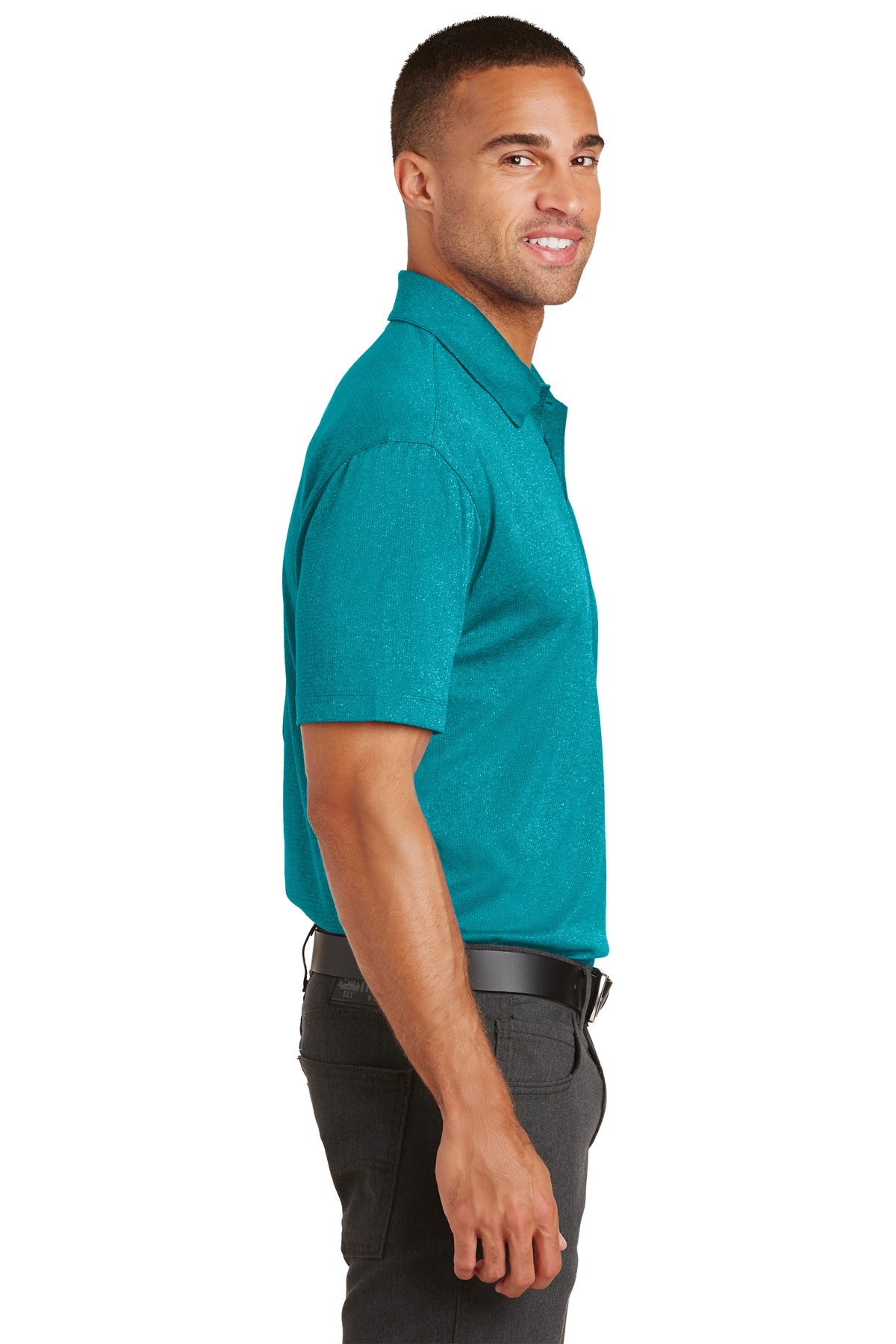 Tropic Blue He Port Authority Trace Heather Polo. K576