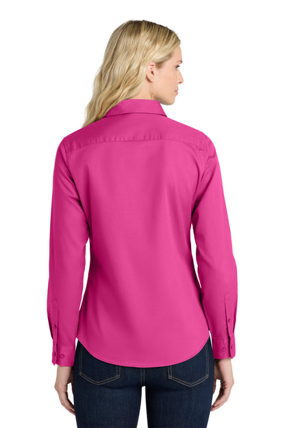 Tropical Pink Port Authority Women's Long Sleeve Easy Care Shirt. L608