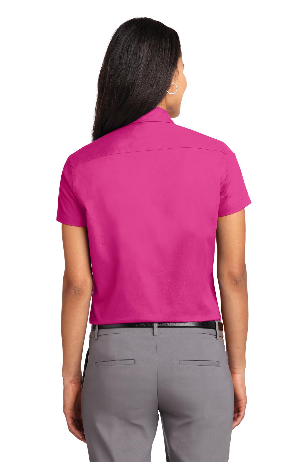 Tropical Pink Port Authority Women's Short Sleeve Easy Care Shirt. L508