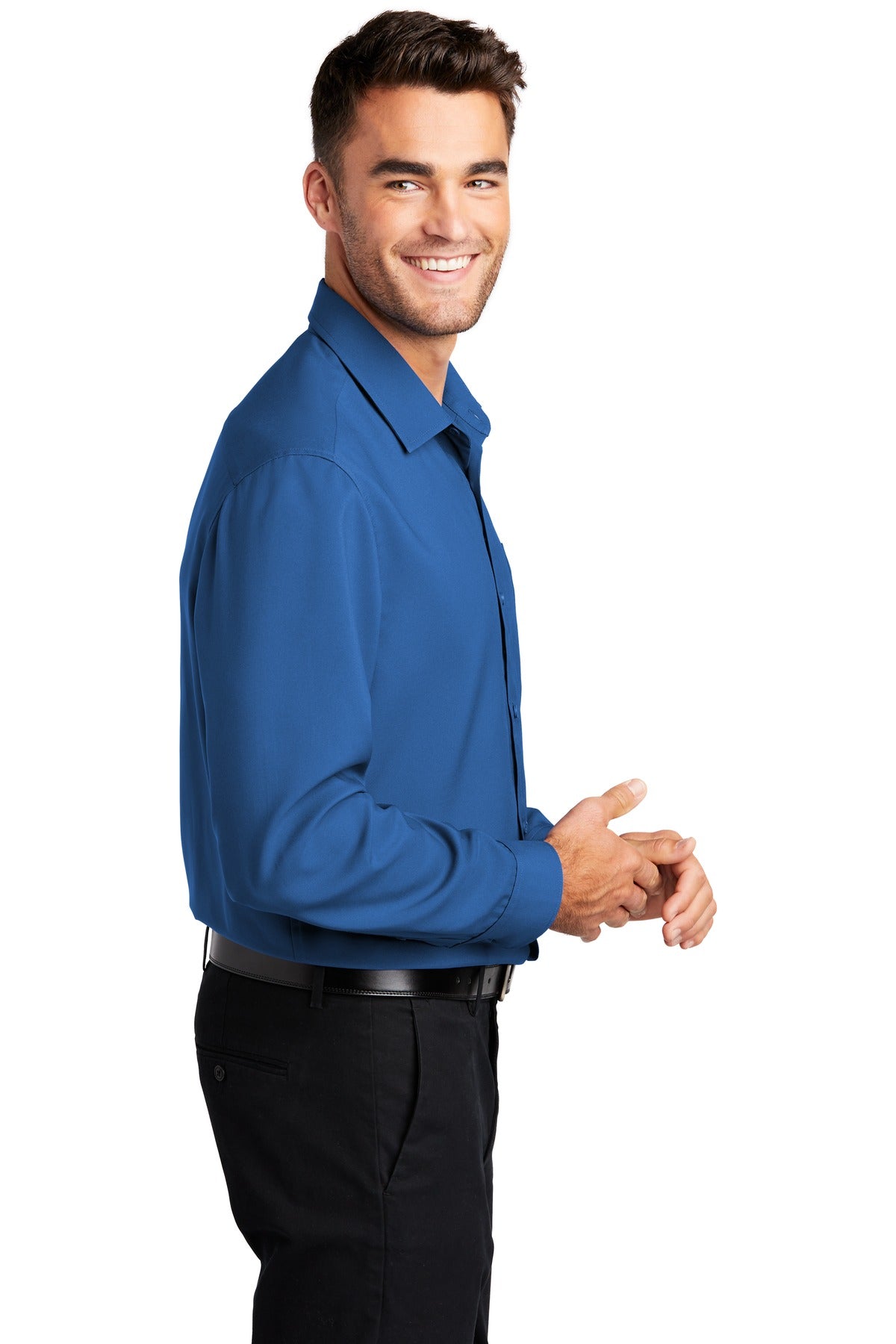 True Blue Port Authority Long Sleeve Performance Staff Shirt W401