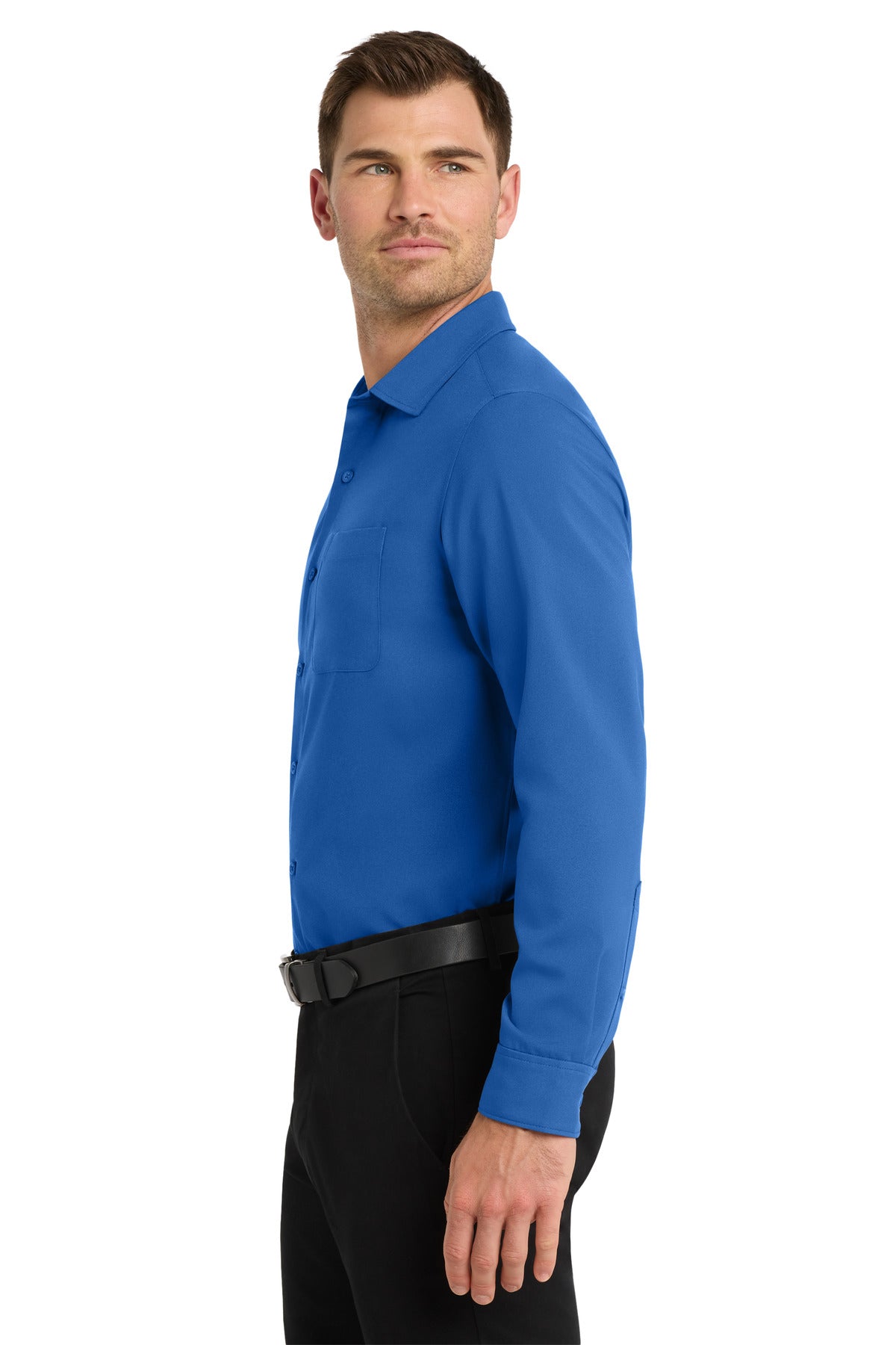 True Blue Port Authority Long Sleeve Performance Staff Shirt W401