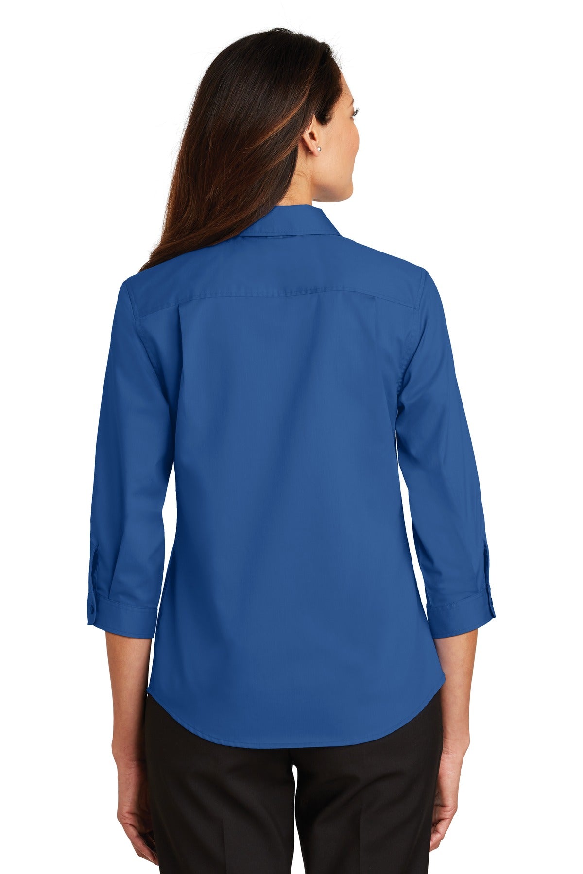 True Blue Port Authority Women's 3/4-Sleeve SuperPro Twill Shirt. L665