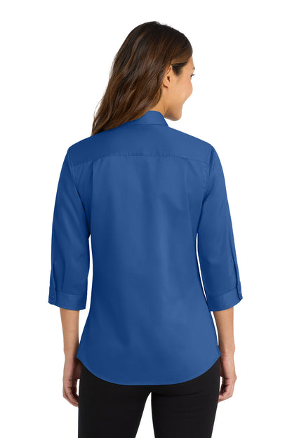 True Blue Port Authority Women's 3/4-Sleeve SuperPro Twill Shirt. L665