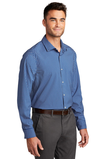 True Blue/Wht Port Authority City Stretch Shirt W680