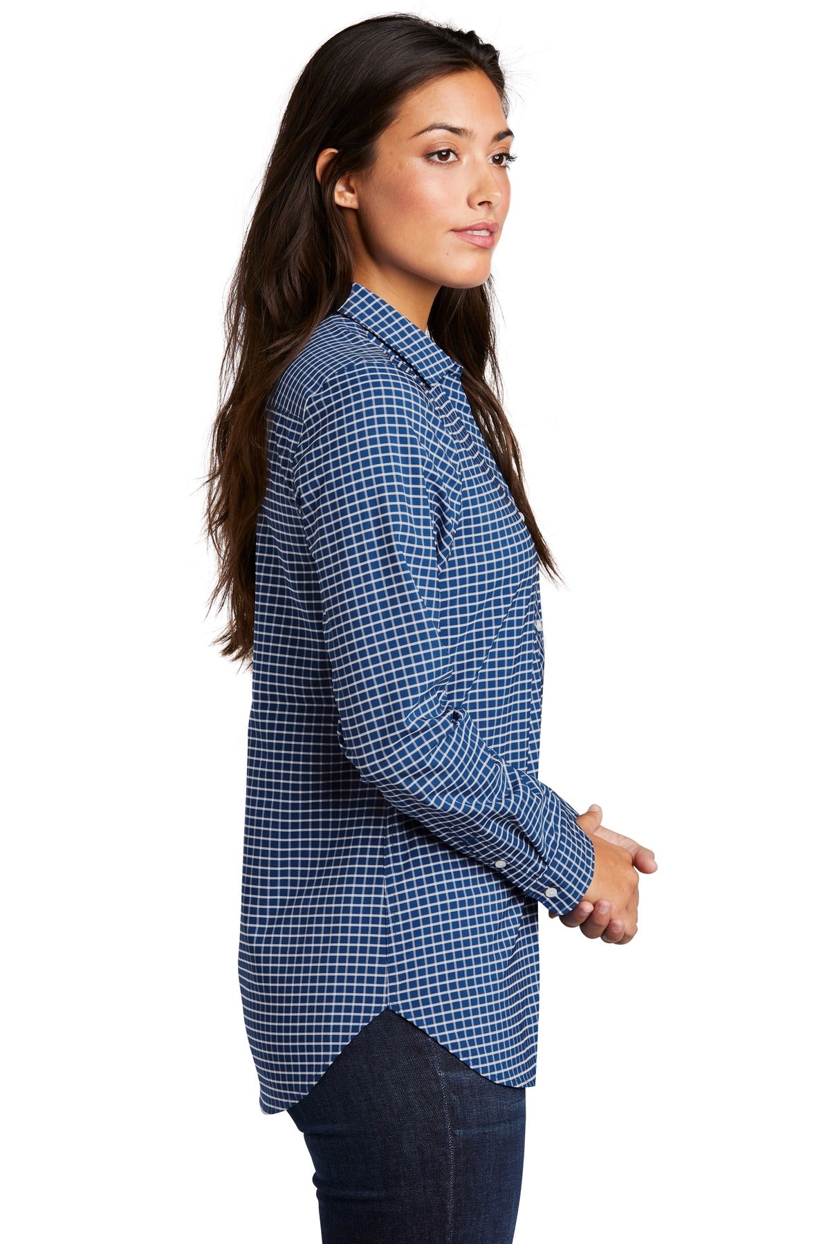 True Blue/Wht Port Authority Ladies City Stretch Tunic LW680