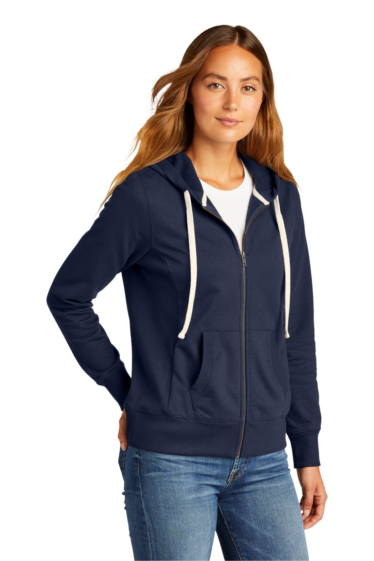 True Navy District Women's Re-Fleece Full-Zip Hoodie DT8103
