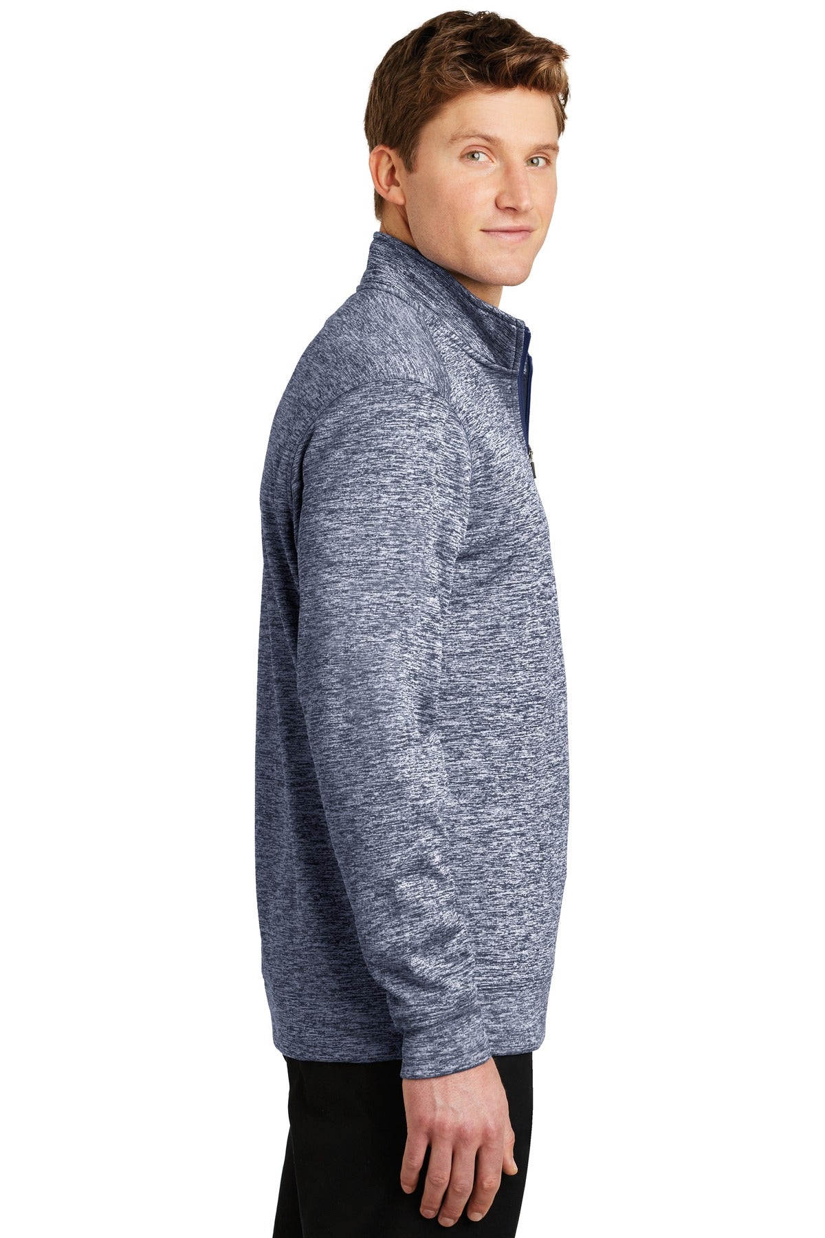 True Navy Elec Sport-Tek PosiCharge Electric Heather Fleece 1/4-Zip Pullover. ST226