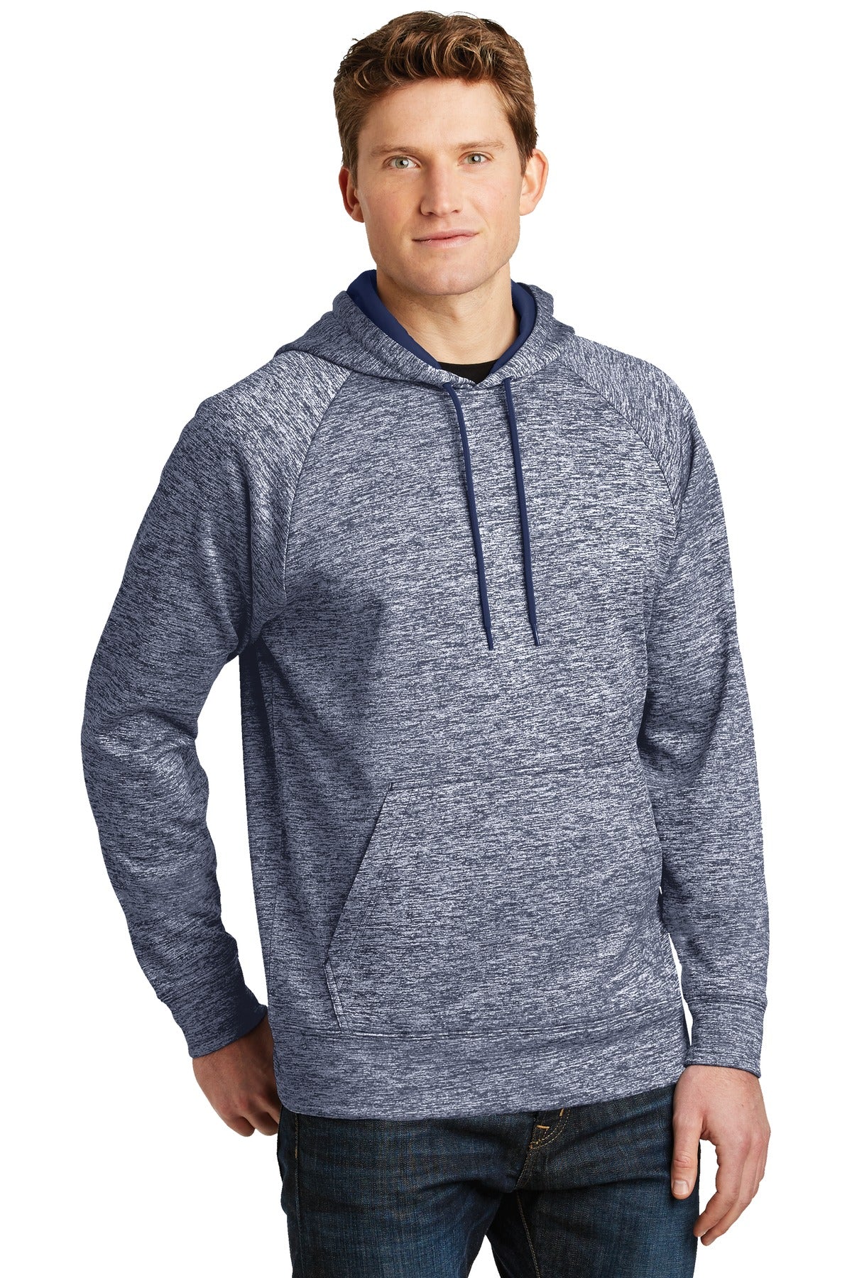True Navy Elec Sport-Tek PosiCharge Electric Heather Fleece Hooded Pullover. ST225