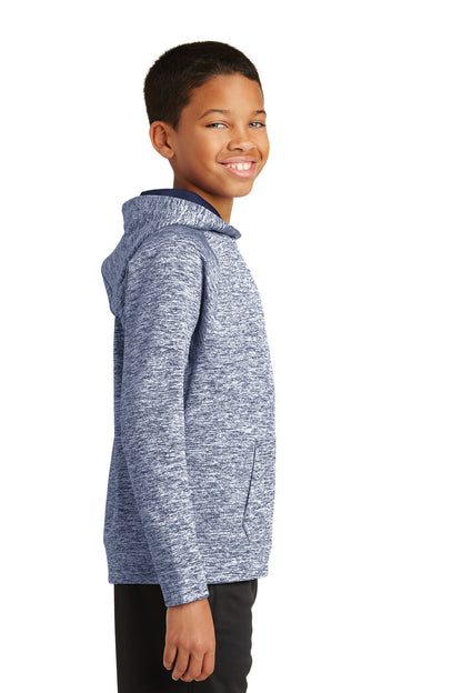 True Navy Elec Sport-Tek Youth PosiCharge Electric Heather Fleece Hooded Pullover. YST225