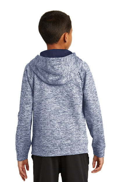 True Navy Elec Sport-Tek Youth PosiCharge Electric Heather Fleece Hooded Pullover. YST225