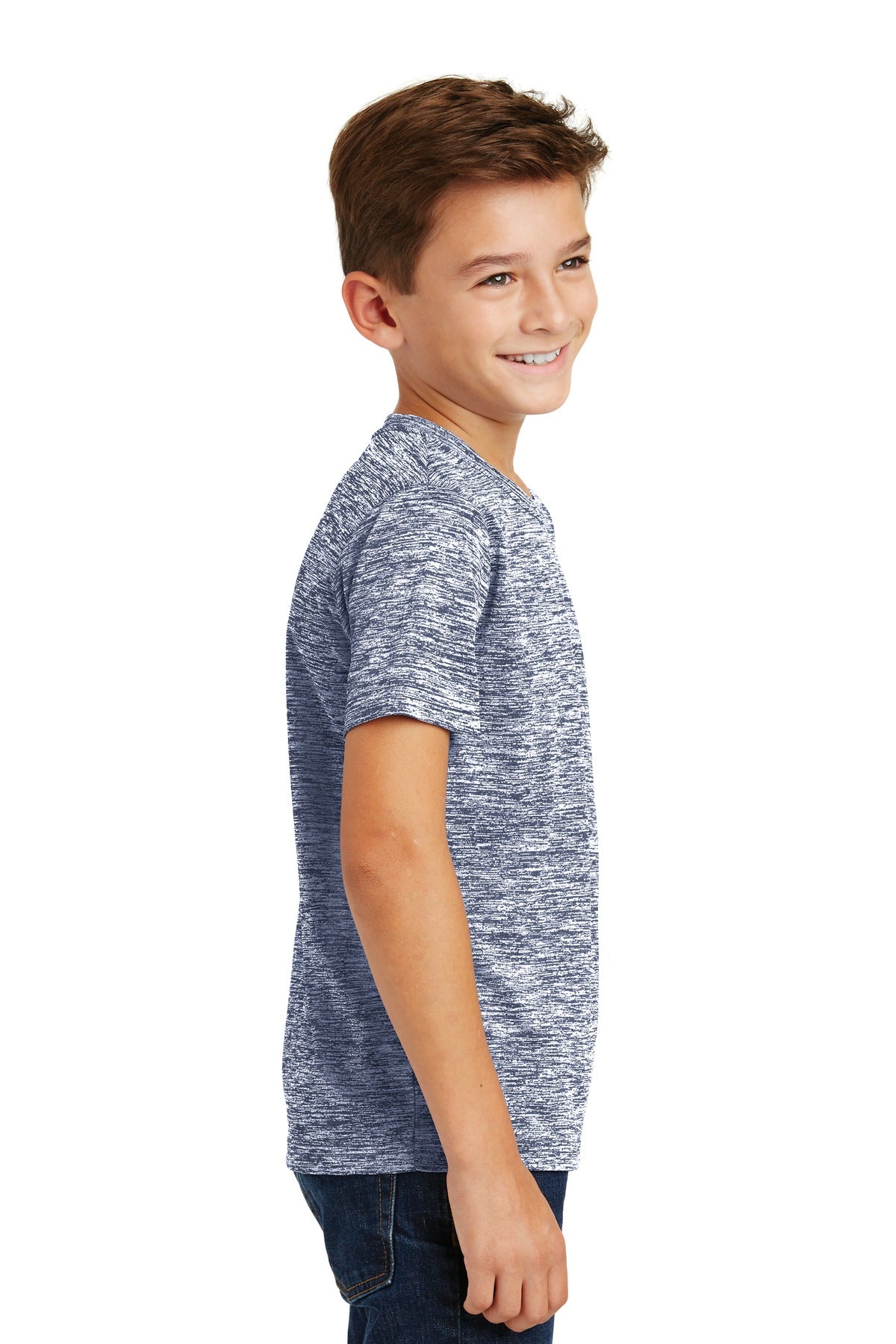 True Navy Elec Sport-Tek Youth PosiCharge Electric Heather Tee. YST390