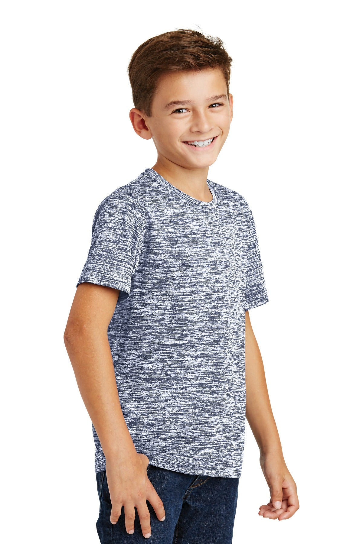 True Navy Elec Sport-Tek Youth PosiCharge Electric Heather Tee. YST390