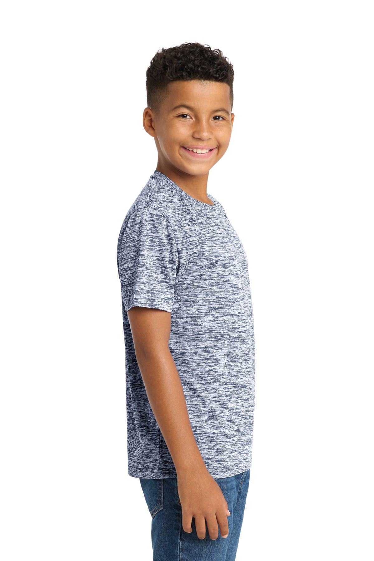 True Navy Elec Sport-Tek Youth PosiCharge Electric Heather Tee. YST390