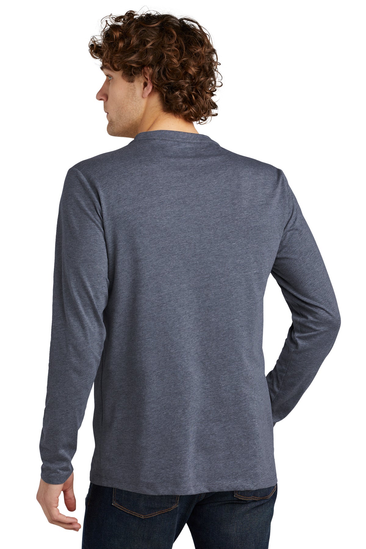 True Navy Hthr New Era Heritage Blend Long Sleeve Crew Tee. NEA102