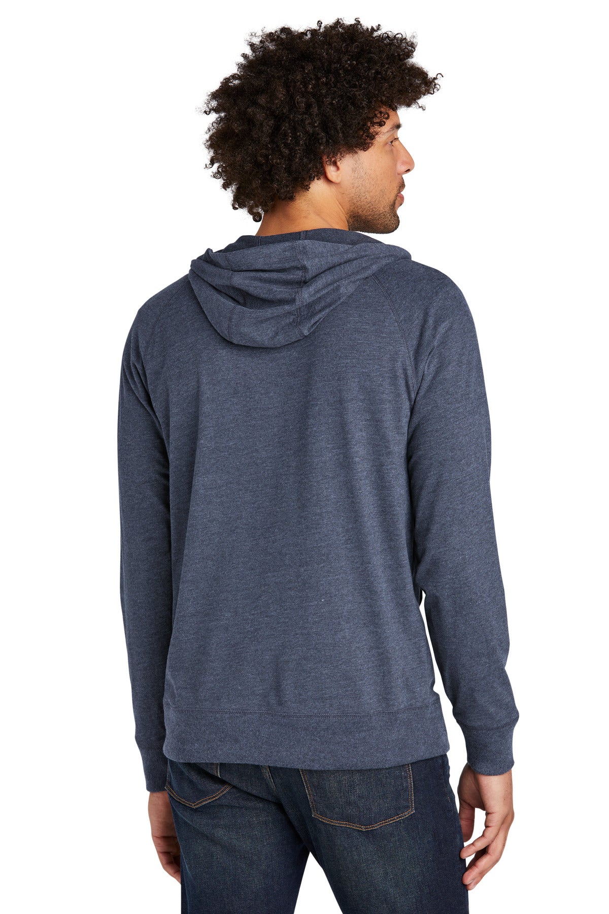 True Navy Hthr New Era Sueded Cotton Blend Full-Zip Hoodie. NEA122