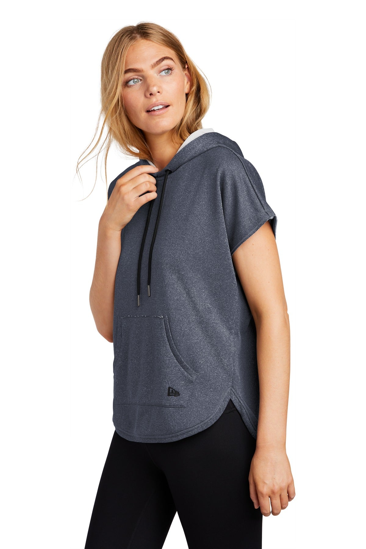 True Navy Hthr New Era Women's Performance Terry Short Sleeve Hoodie LNEA533
