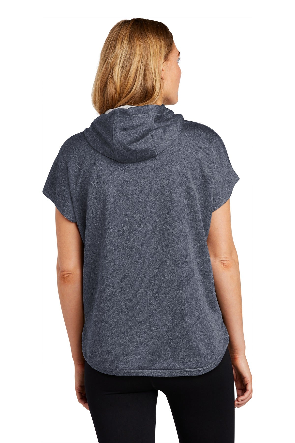 True Navy Hthr New Era Women's Performance Terry Short Sleeve Hoodie LNEA533
