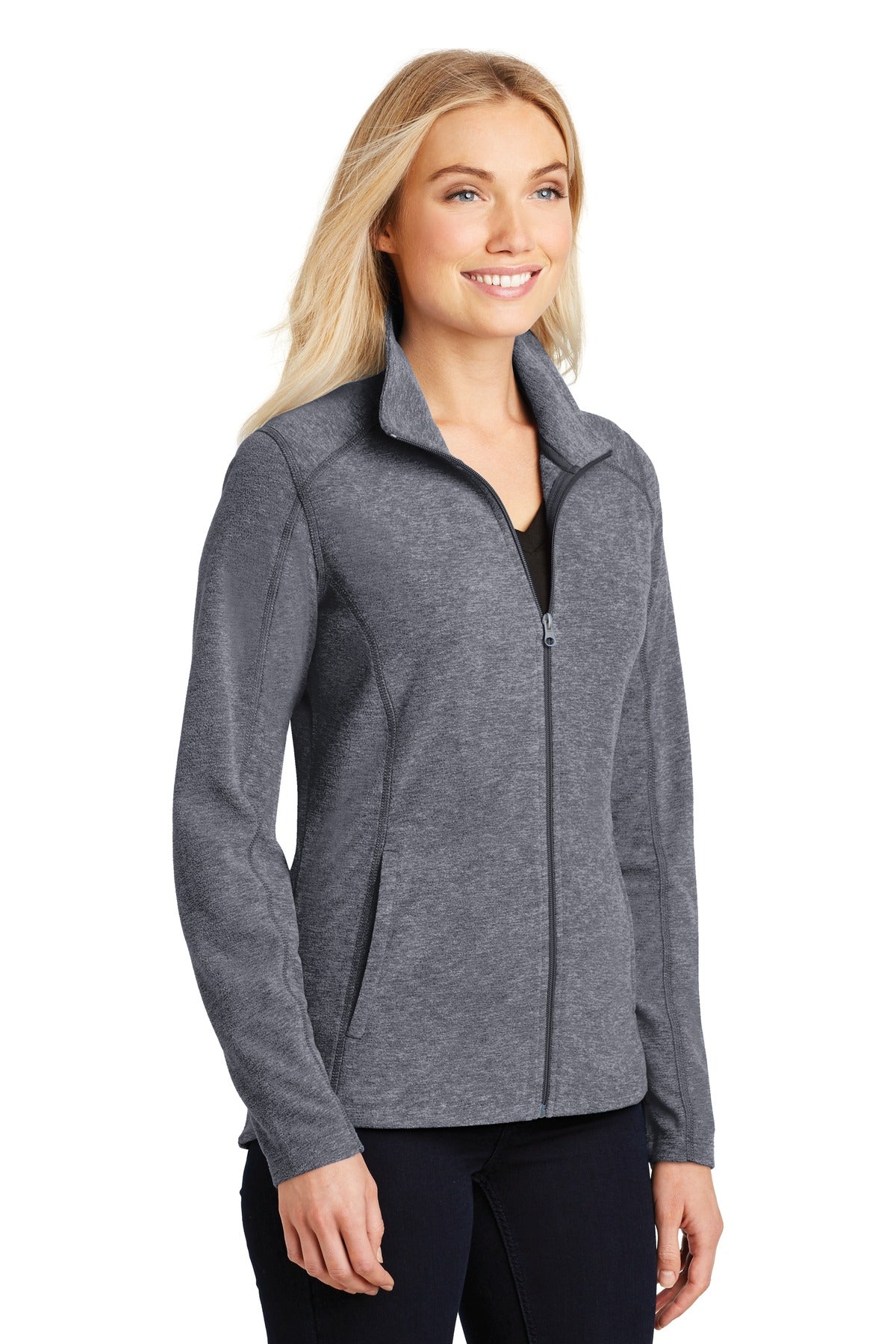 True Navy Hthr Port Authority Women's Heather Microfleece Full-Zip Jacket. L235