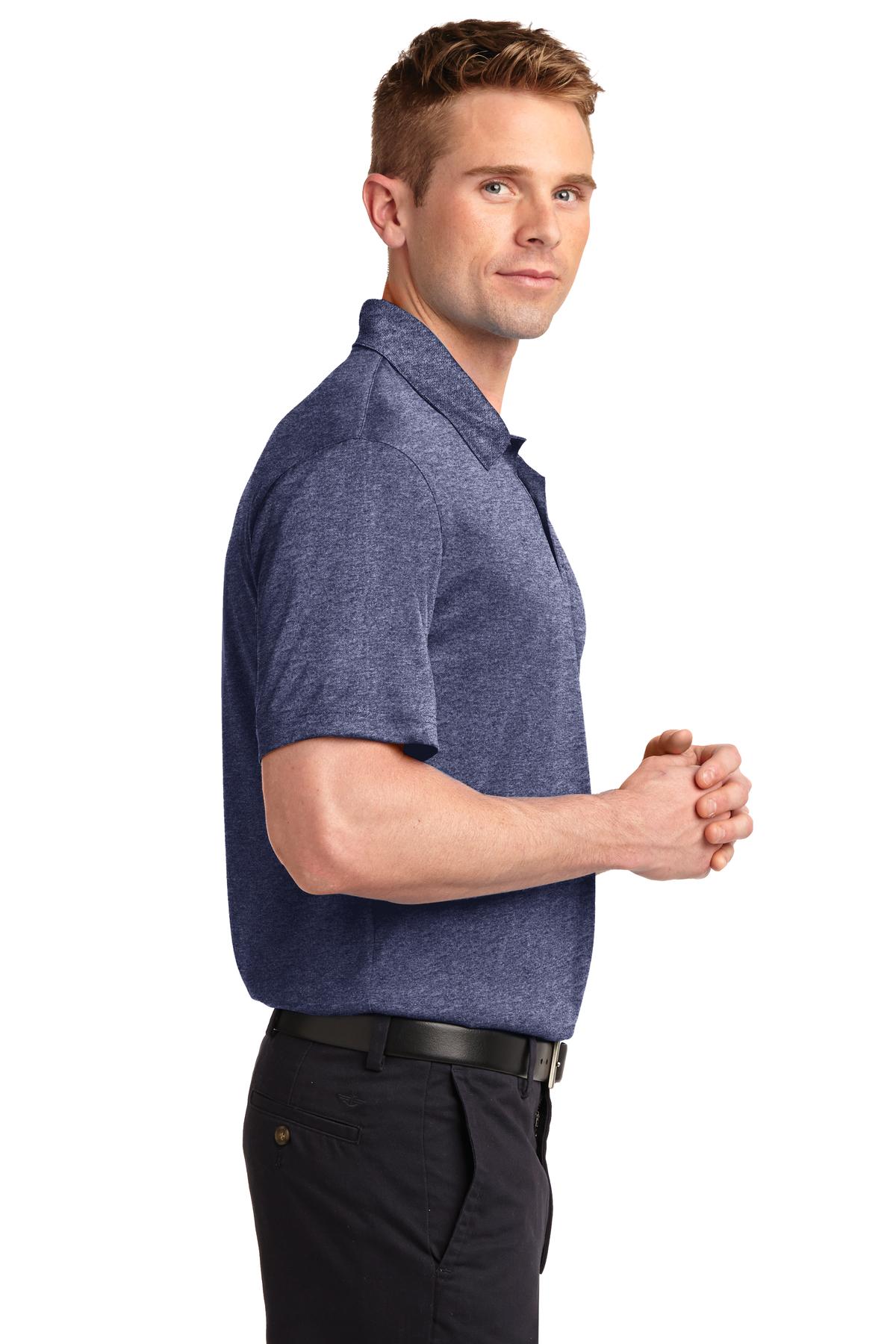 True Navy Hthr Sport-Tek Heather Contender Polo. ST660