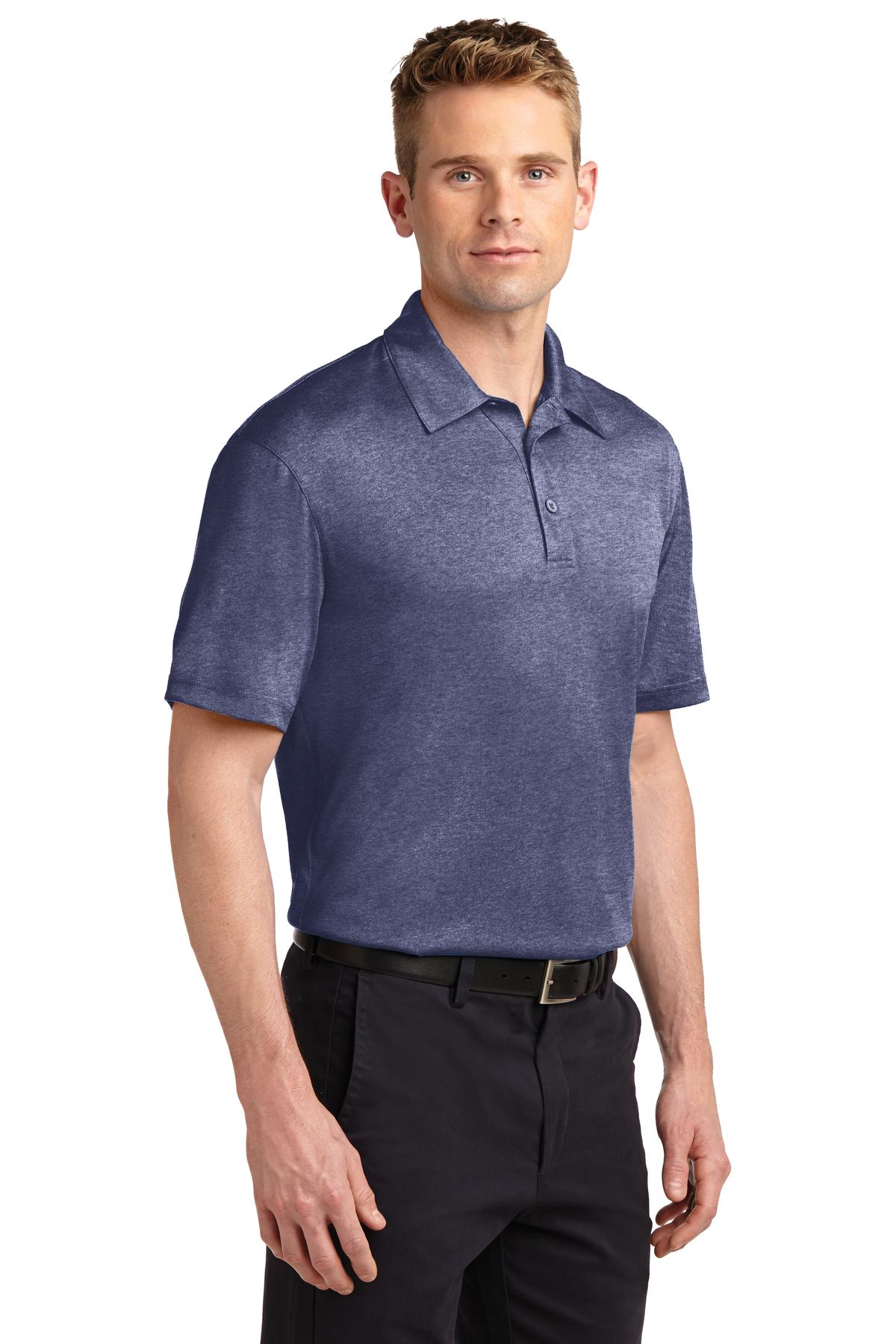 True Navy Hthr Sport-Tek Heather Contender Polo. ST660