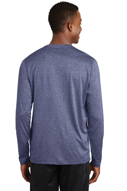 True Navy Hthr Sport-Tek Long Sleeve Heather Contender Tee. ST360LS