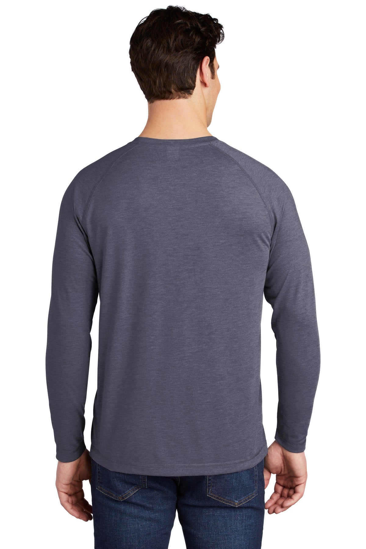 True Navy Hthr Sport-Tek PosiCharge Long Sleeve Tri-Blend Wicking Raglan Tee ST400LS